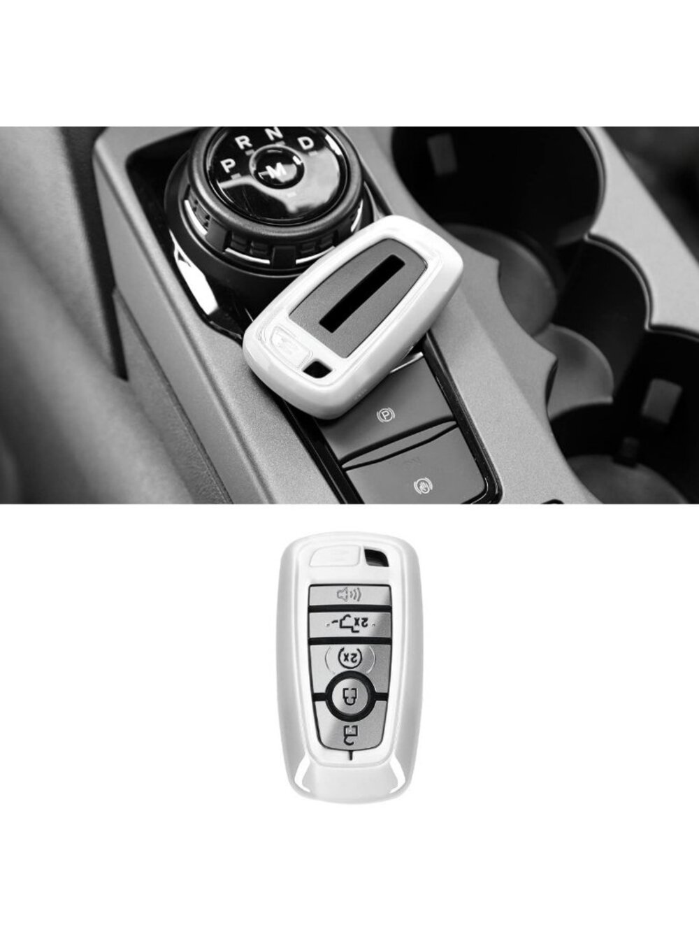 Stylish Key Fob Cover Shell & Protector for Ford F-150, Explorer, Bronco - White
